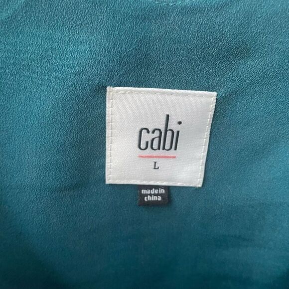 CAbi Still Life Teal Floral Chiffon Cami Tank 3449 L - Picture 5 of 8